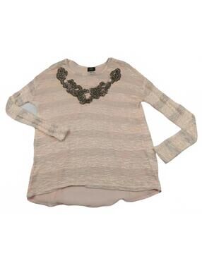 Daytrip Womens Neck Pink Sequin Open Back Sweater Size XS